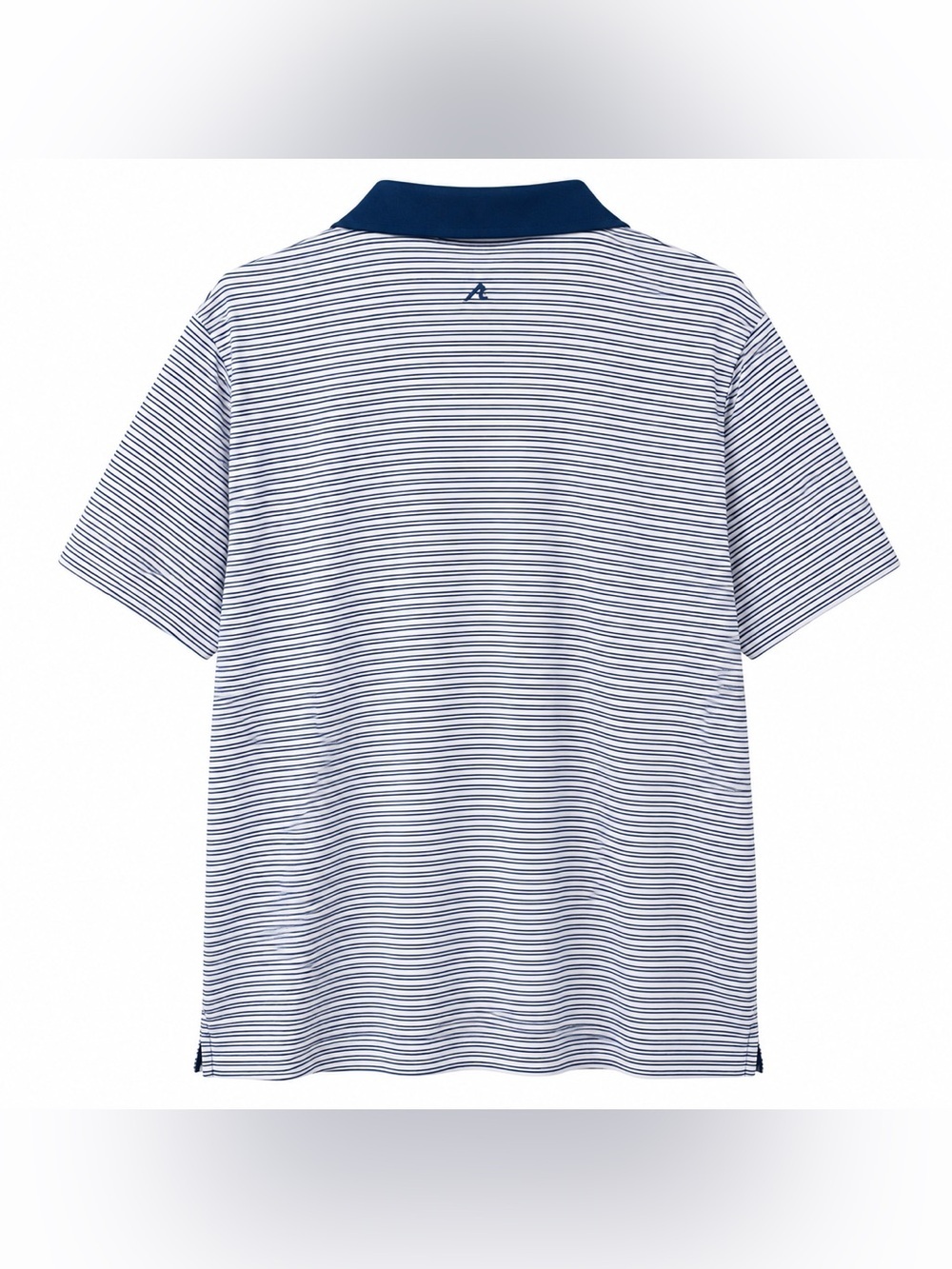 Redvanly Men’s L Striped Performance Golf Polo Shirt Navy White Stretch - Picture 2 of 4